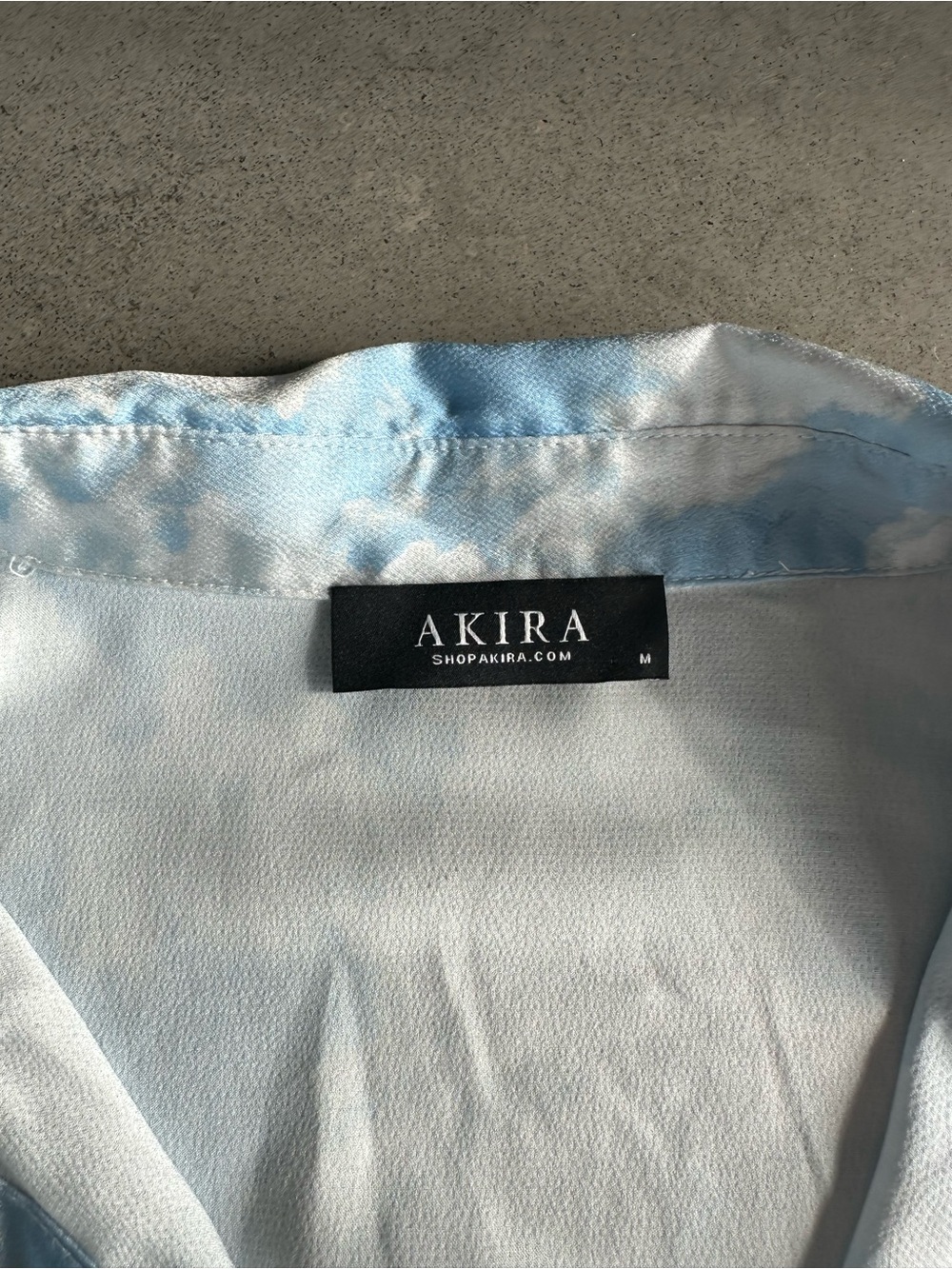 AKIRA Sky-Print Satin Corset Dress in Light Blue - Picture 16 of 17